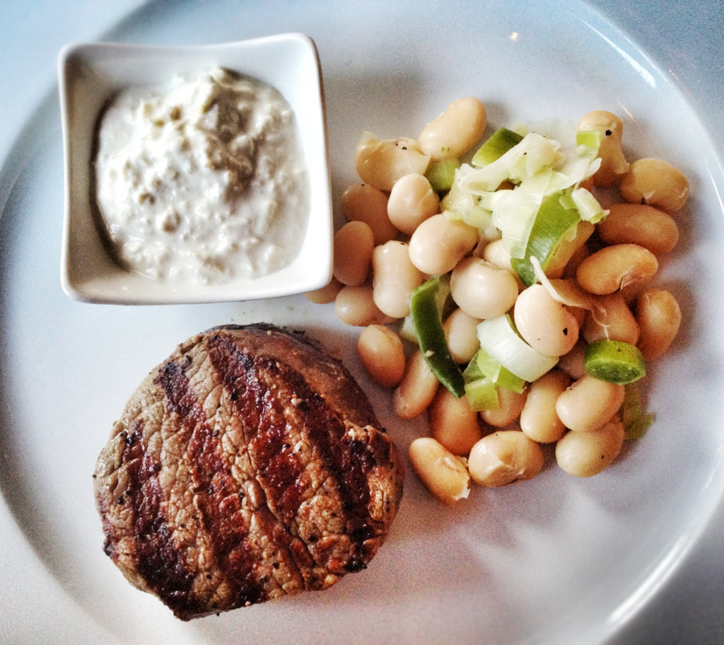 Chiswickish - Quantus - Macken Bros grilled beef fillet, homemade horseradish, leek & butterbeans. Perfectly seasoned steak