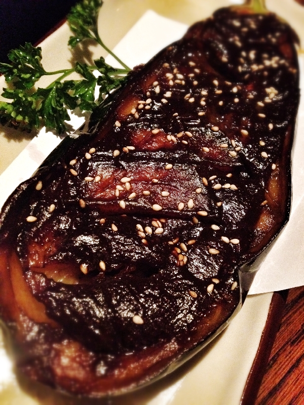 Aubergine in dark miso paste