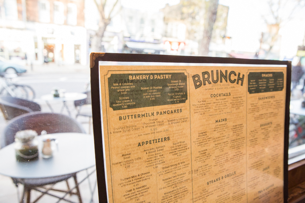 Brunch menu and lovely High Rd location