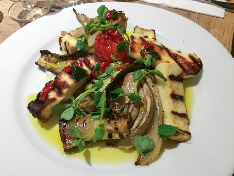 Grilled Halloumi, Courgette, Roasted Tomato and Fennel Salad